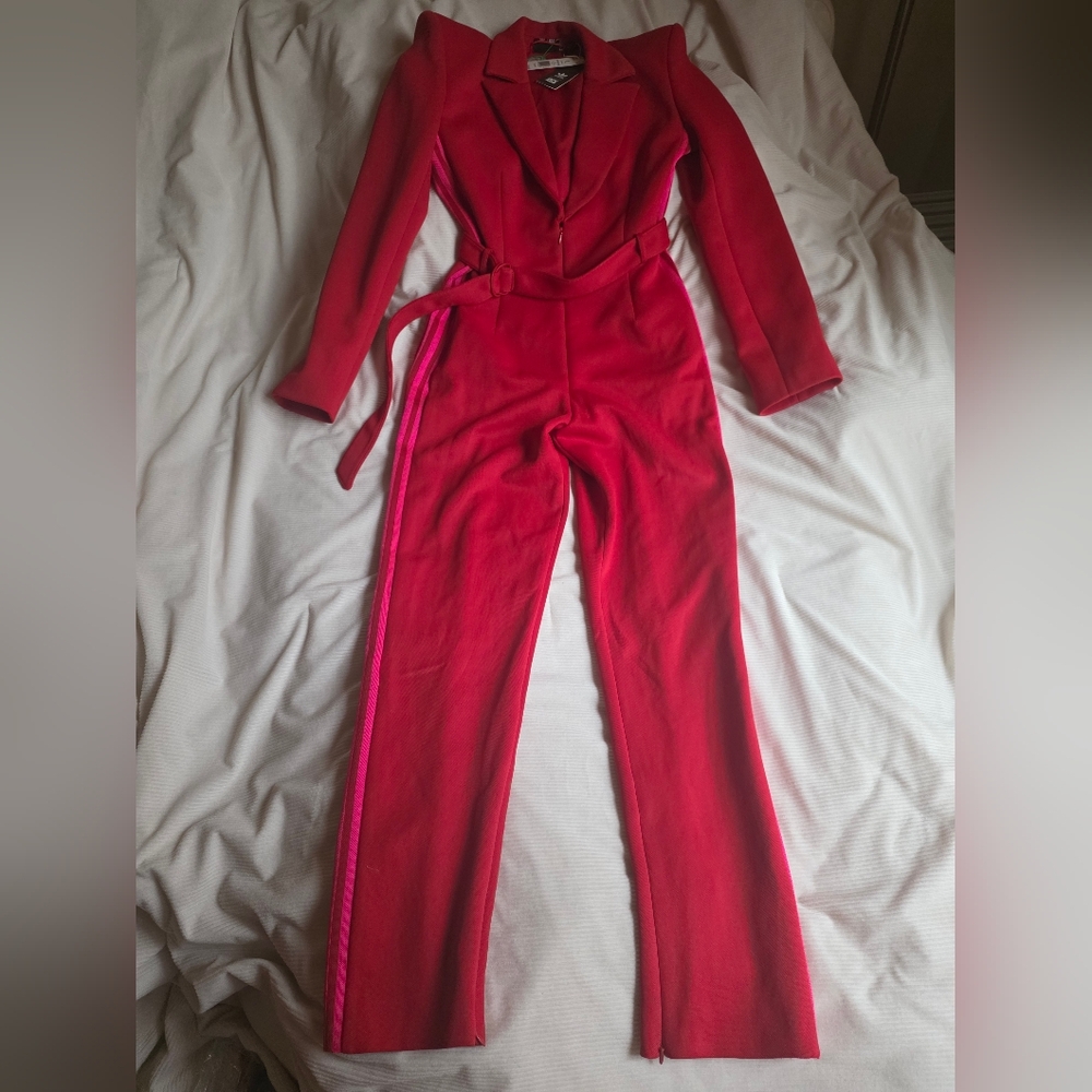 Adidas x Ivy park Jumpsuit 3.0 Power Red w/ Pink Stripes Size L BNWT - Picture 2 of 16